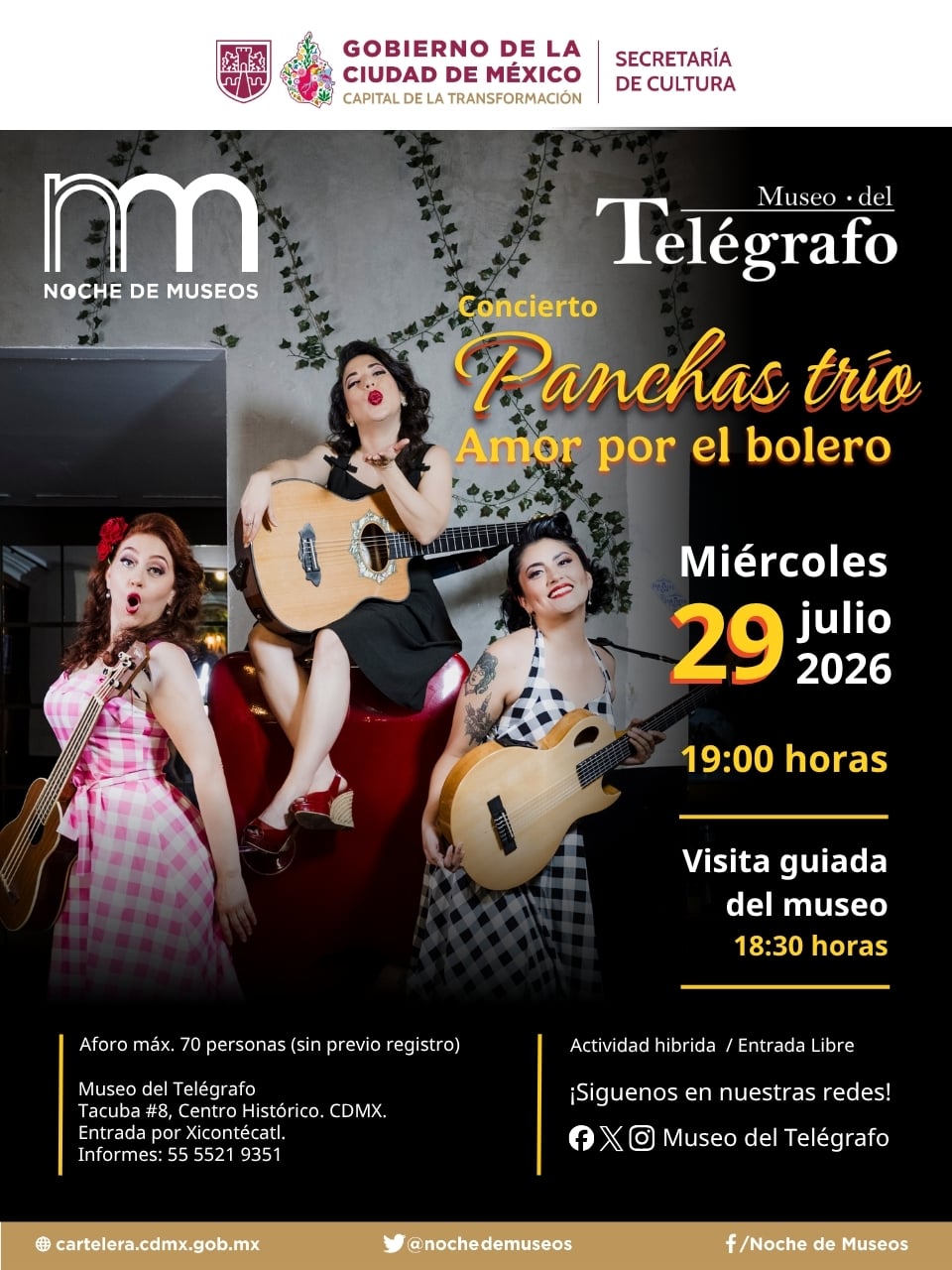 Concierto. Planchas trío. Amor por el bolero.